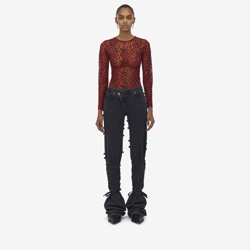 Alexander McQueen Women's Black Tied Jeans - 8 (Cotton)